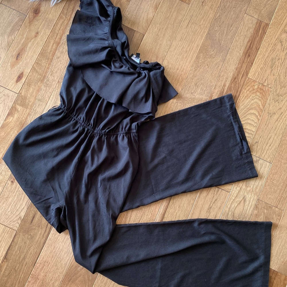 COPY - BEBE Black Jumpsuit Romper One Shoulder Small